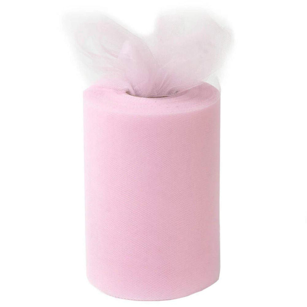 6 inch x 100 Yards Tulle Fabric Spool (Light Pink)