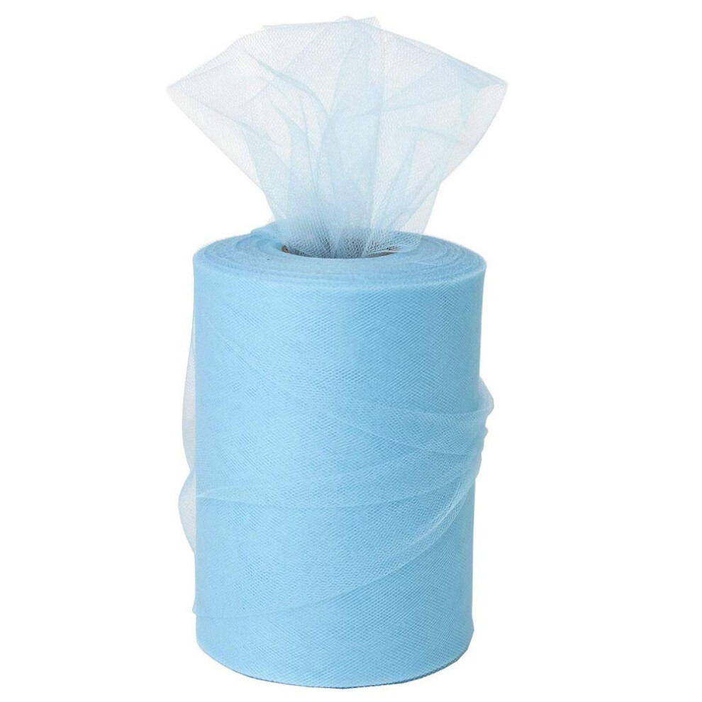 6 inch x 100 Yards Tulle Fabric Spool (Light Blue)