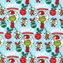 Tejidos Robert Kaufman Cómo el Grinch Robó la Navidad Personajes de Dr Seuss Azul, 44 Pulgadas
