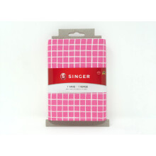 Singer Stof, 100% Katoen, Roze Ruit, 1 Yd Snede