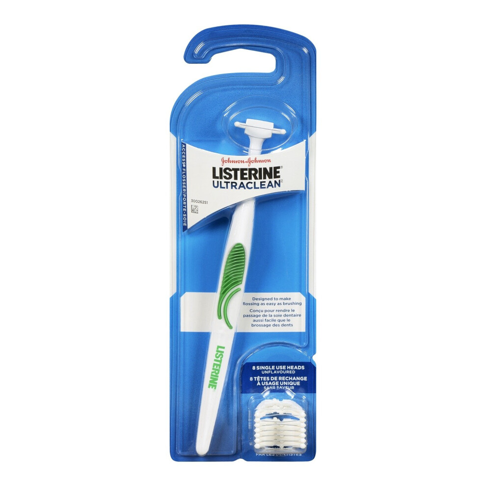 Listerine Ultraclean Access Flosser + 8 Refill Dental Flosser Heads  O