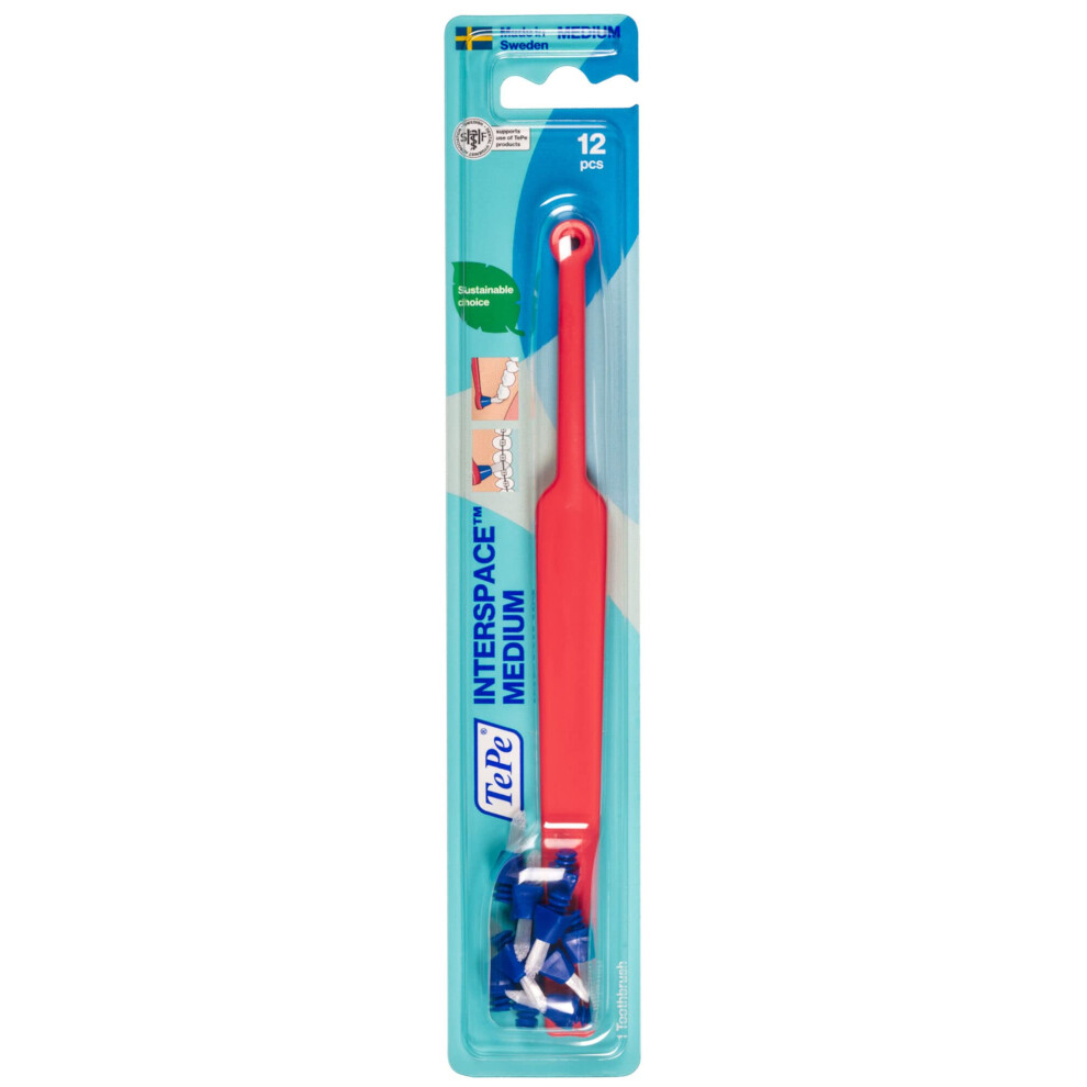 TEPE Interspace Angled Medium Toothbrush for Braces with Single-End Tu