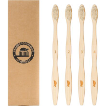 Brosse à dents en bambou Sea Turtle, douces et naturelles pour adultes (lot de 4)