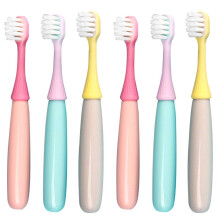 newrichbee 6 Packs Cepillos de Dientes para Niños, Diseño de Hongo Suave para Niños de 1-3 Años (Rosa, Amarillo, Azul)