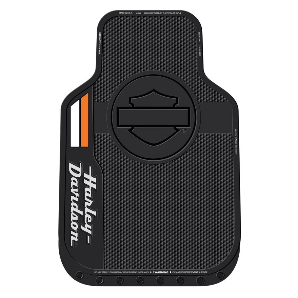 Harley-Davidson Stacked Bar & Shield Logo Floor Mats  Non-Carpeted  Bl