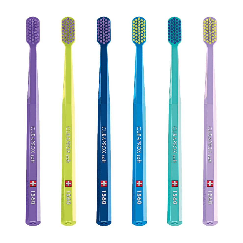 Curaprox Soft Toothbrush CS 1560  6 Pack  Colors May Vary