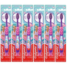 Colgate Zeemeermin Tandenborstel met Zuignap voor Kinderen 5+, Extra Zacht (Kleuren Variëren) - Verpakking van 6