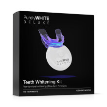 PurelyWHITE DELUXE Tandblekningskit, Komplett LED, 15+ Behandlingar, (3) 3ml Gel Sprutor, Vitare Leende på 7 Minuter