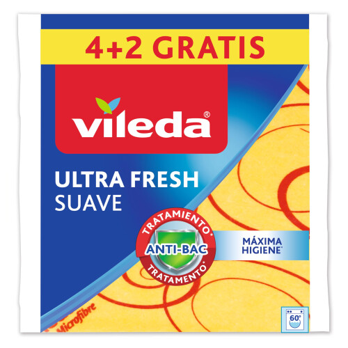 Vileda Vileda 142010 Μαλακοί Υφασμάτινοι Καθαριστές, 30% Μικροΐνες, Πακέτο 4 Συν 2 Δωρεάν