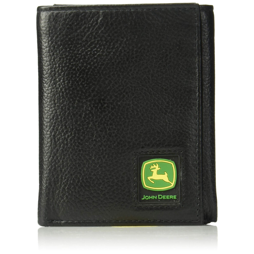 John Deere Men's Tri-Fold Wallet Black One Size