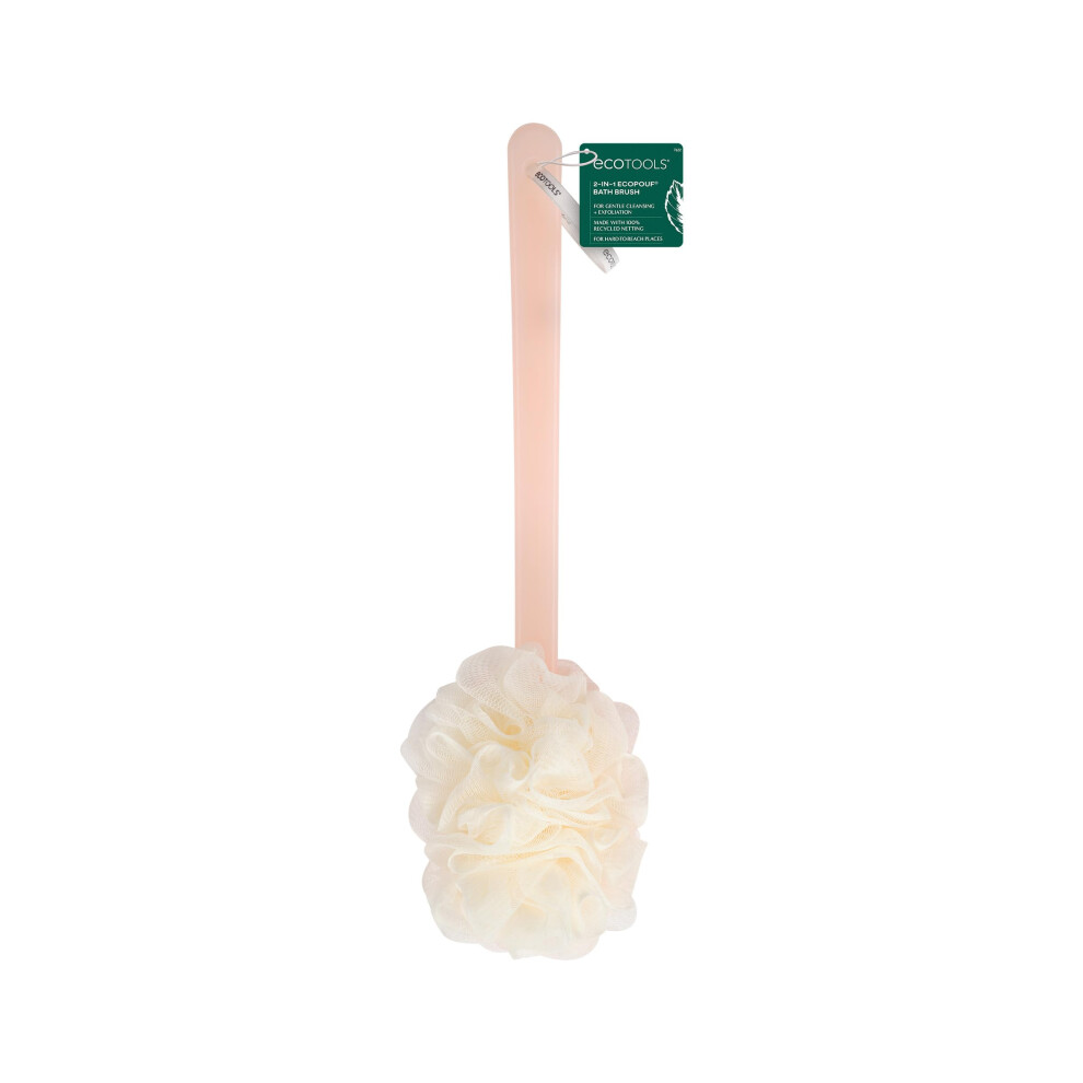 EcoTools 2-in-1 Bath Brush  Shower Loofah with Ergonomic Handle  Cleans Hard-to-Reach Areas  Cleansing & Exfoliating  Recycled Netting  Perfect for Me