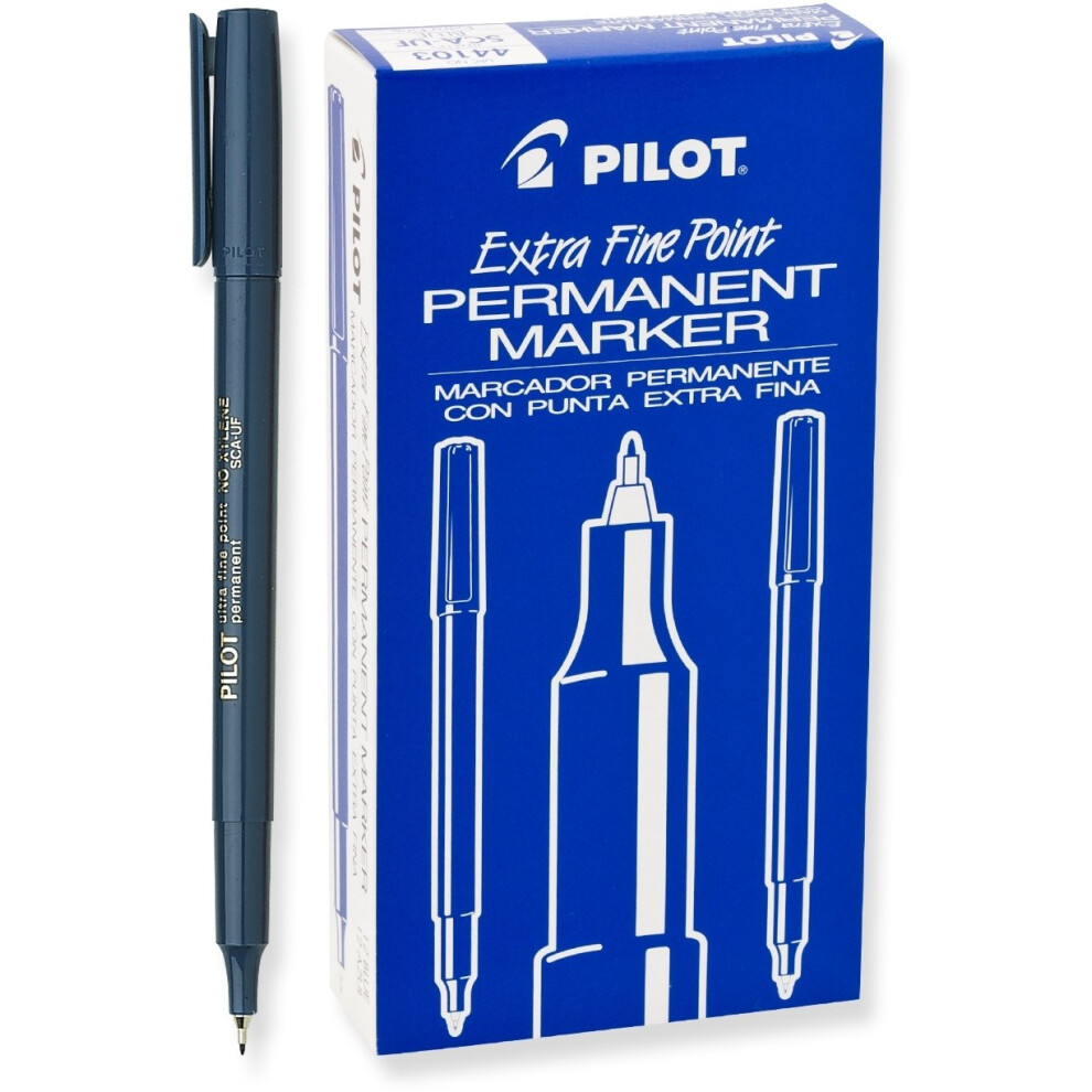 Pilot Extra Fine Point Permanent Markers  Blue Ink  12-Pack (44103)