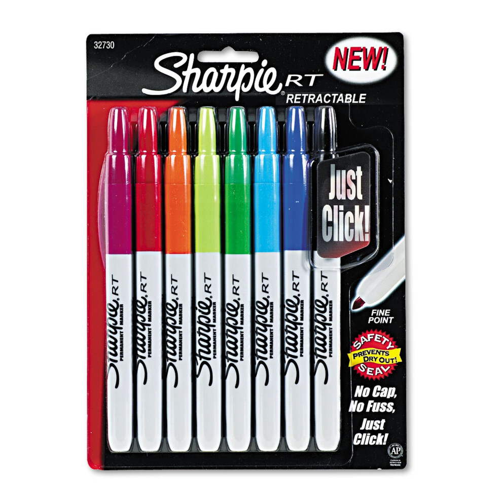 SHARPIE 32730PP Retractable Permanent Markers  Fine Point  Assorted  8