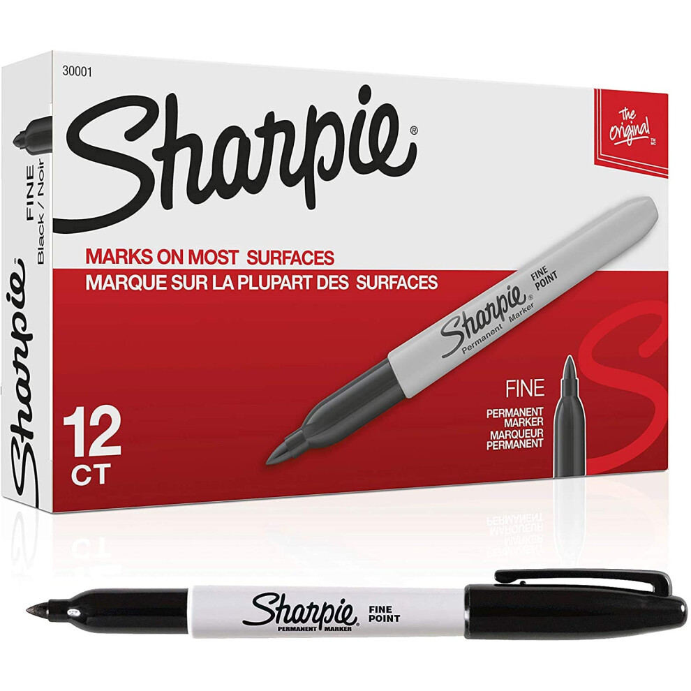 Markers Sharpie SAN-30001 Fine Point Permanent  Black; 12/Pk