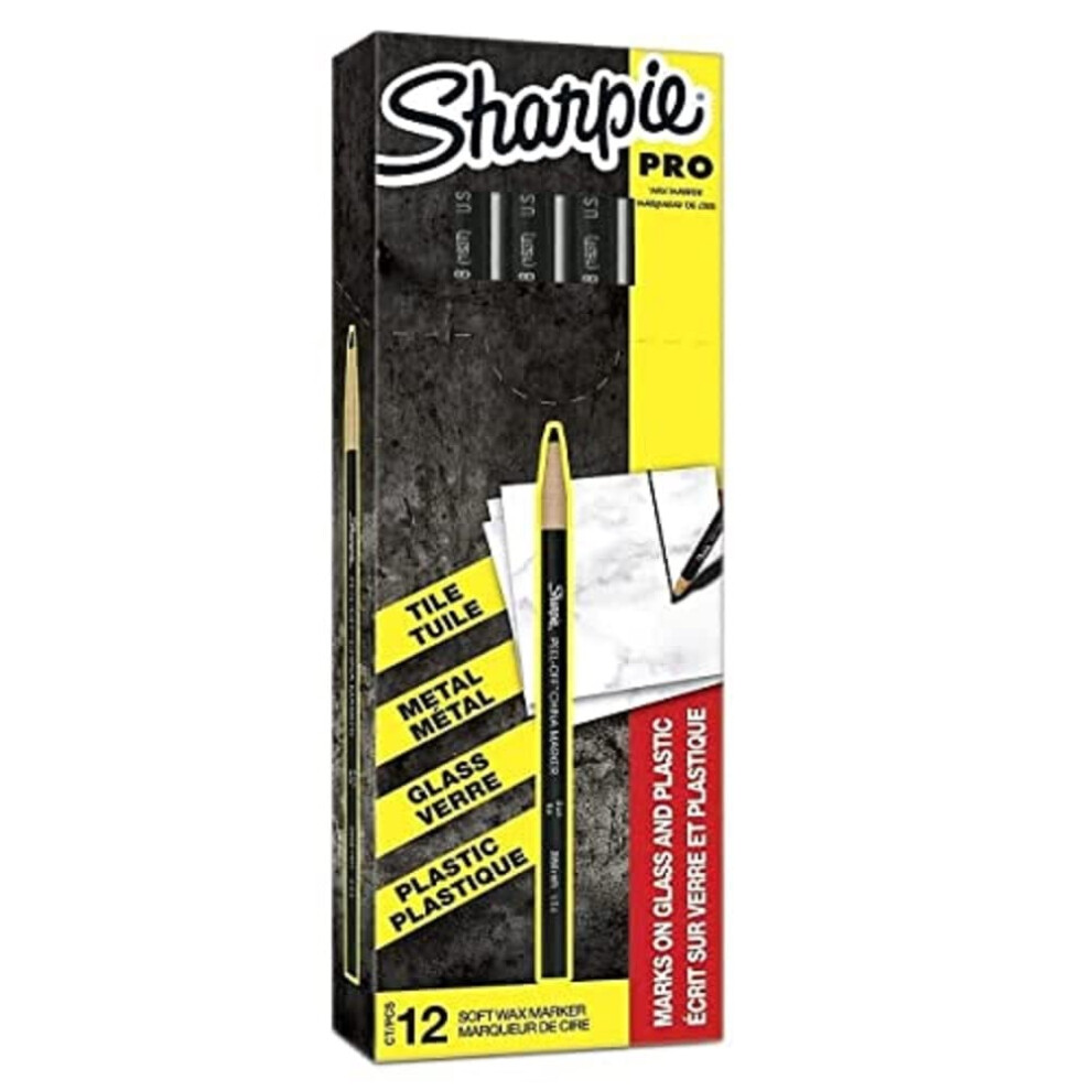 Sharpie China Marker Fine Tip - Black (Pack of 12)