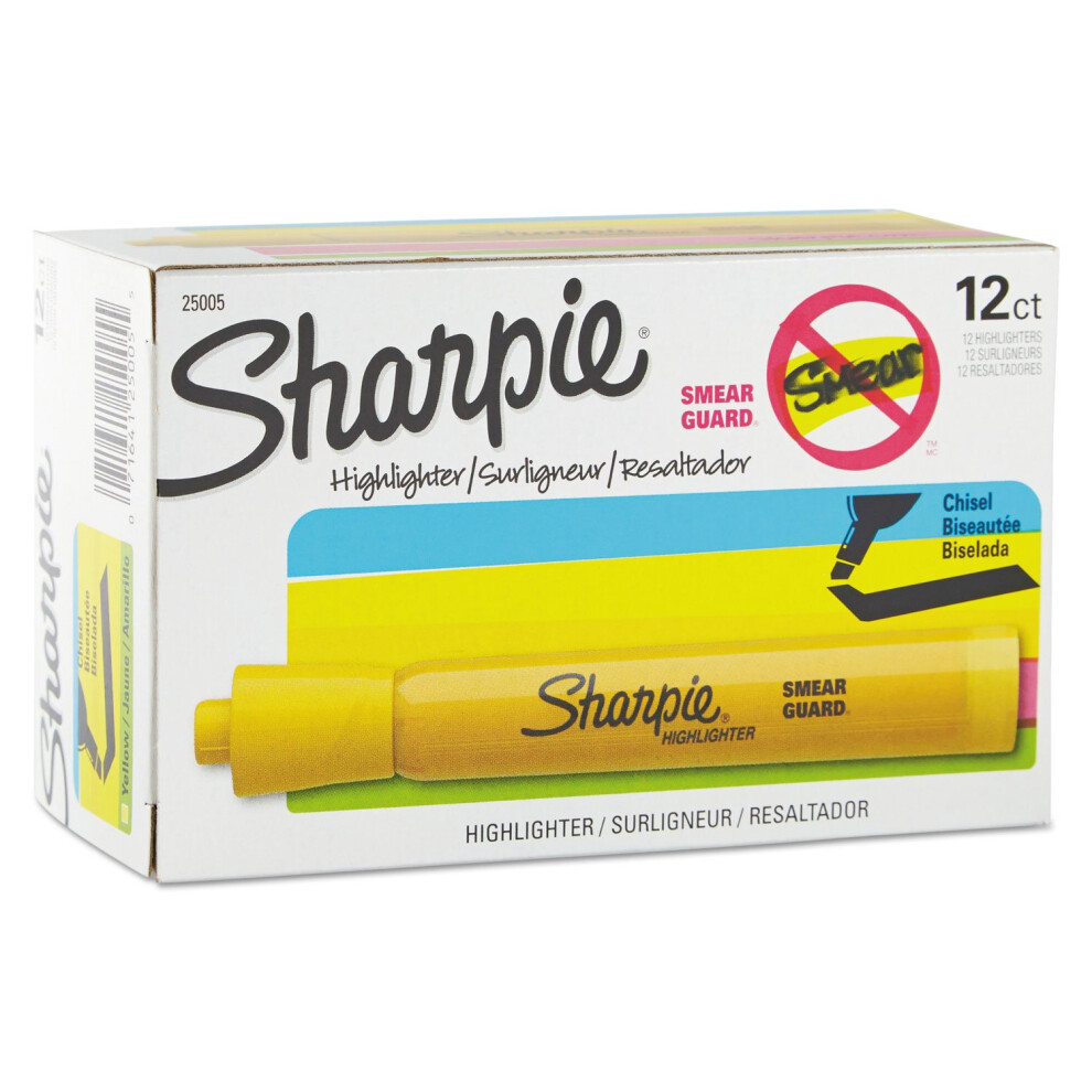 Sharpie 25005 Accent Tank Style Highlighter Chisel Tip Yellow Dozen