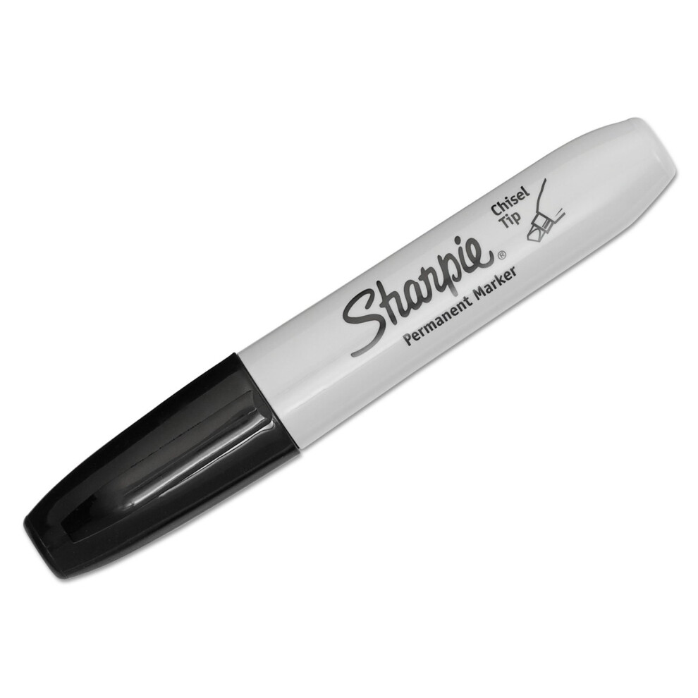 Sharpie 38201 Permanent Marker 5.3mm Chisel Tip Black Dozen