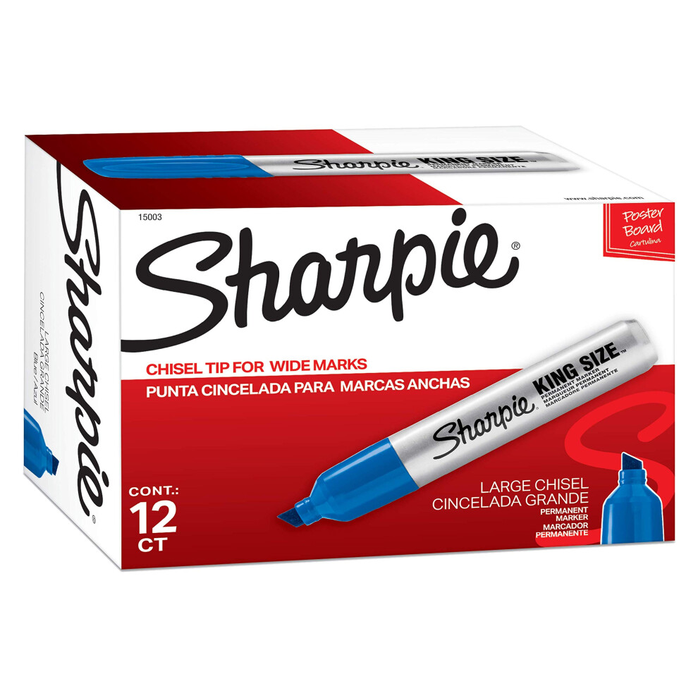 SHARPIE 15003 King Size Permanent Marker  Blue  12-Pack