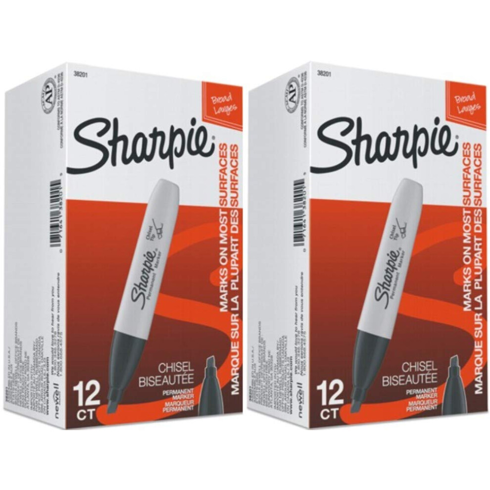 Sharpie 38201 Black Chisel Tip Permanent Markers  2-Packs of 12 for a