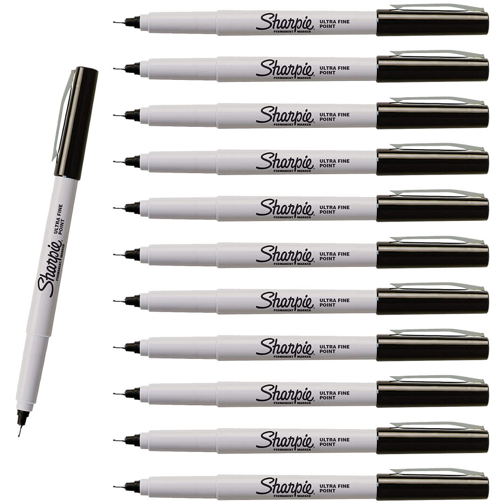 SHARPIE Permanent Markers  Ultra Fine Point  Black  12-Count