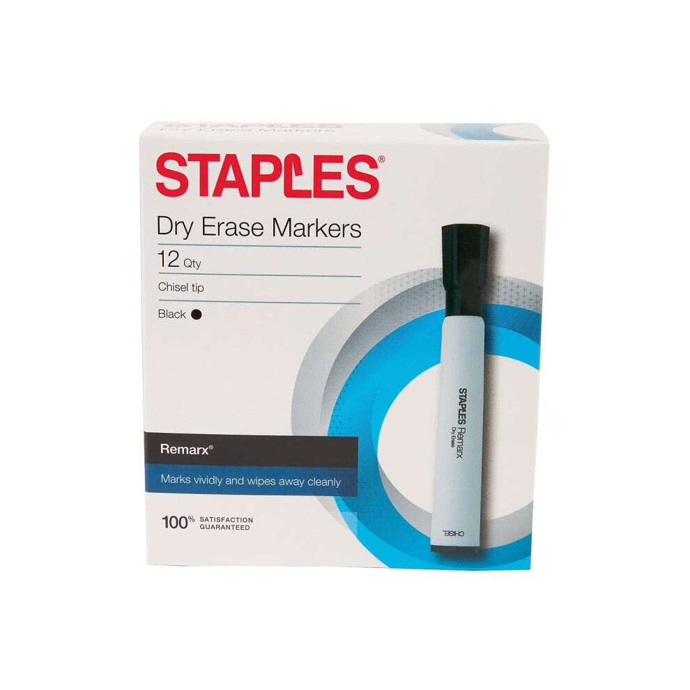 STAPLES 2072180 Remarx Dry Erase Markers Broad Line Black 12/Pack (292