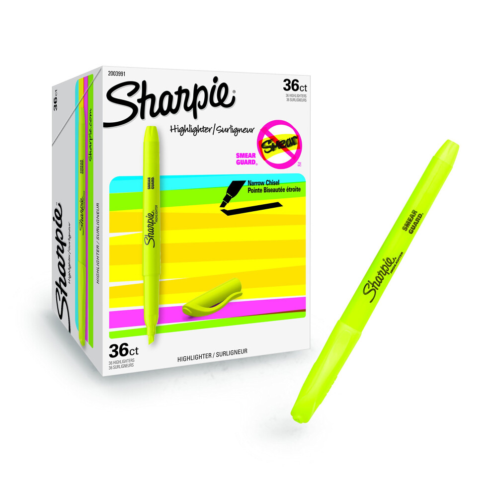 SHARPIE Pocket Highlighters  Chisel Tip  Fluorescent Yellow  36-Count