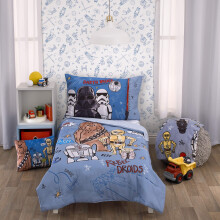 Star Wars Herrsche über die Galaxie Blau, Grau, Weiß 4-teiliges Kinderbett-Set