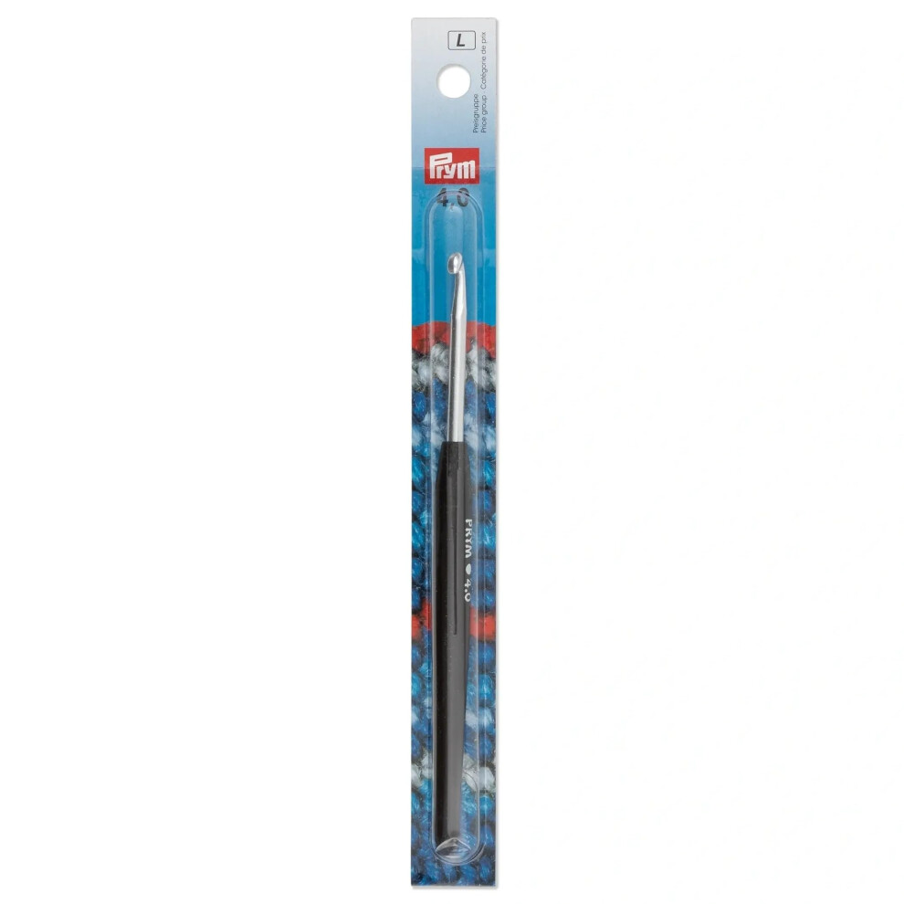Prym 6"" Aluminum With Soft Grip 4Mm Crochet Hook Silver