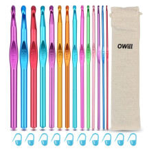 OWill 24 PCS Crochet Hooks High Quality Coloured Aluminium Crochet Nee
