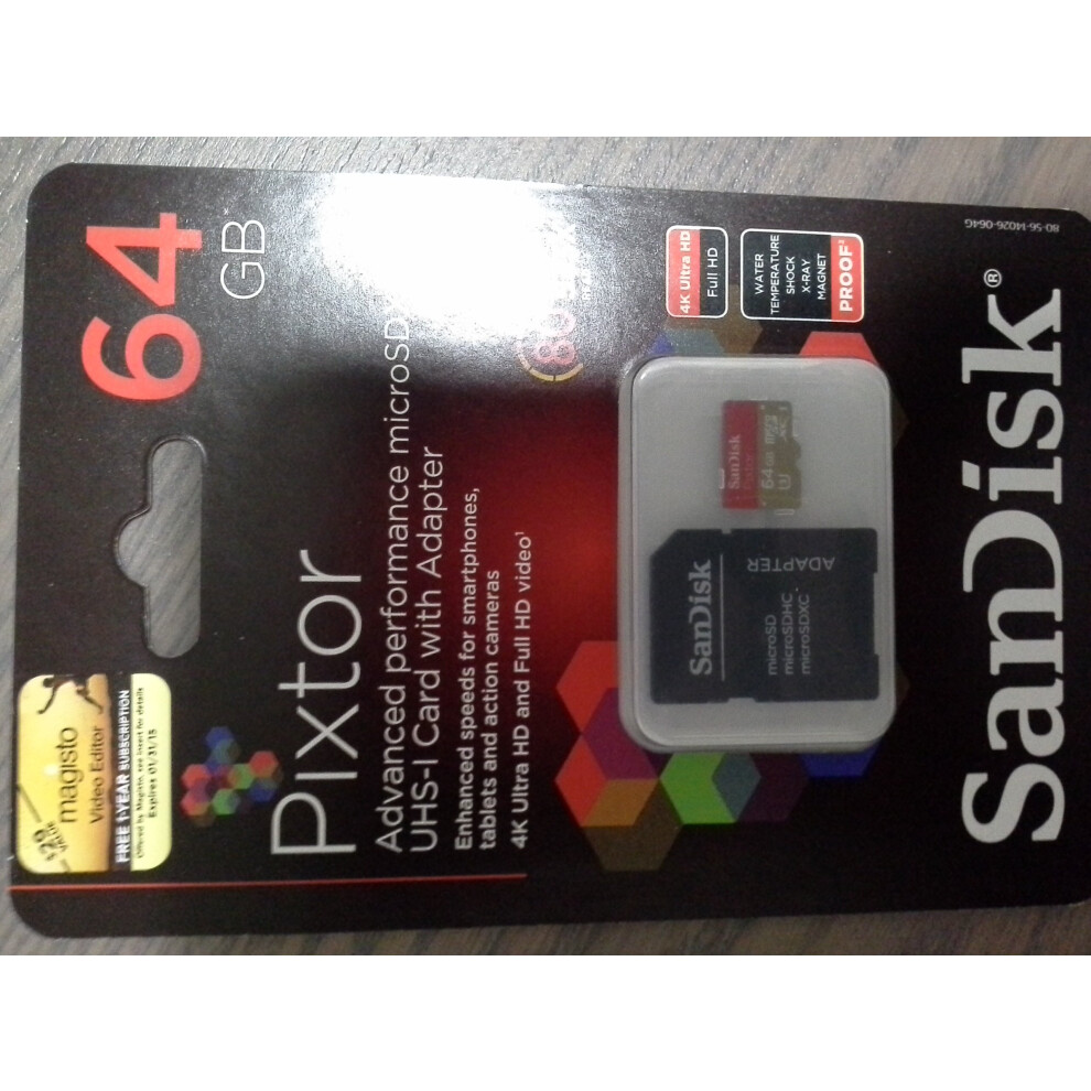 SanDisk - Pixtor Advanced 64GB microSDXC Class 10 UHS-3 Memory Card