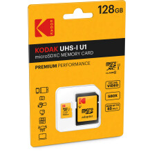 KODAK 128GB Class 10 UHS-I U1 MicroSDXC Card with Adapter 10x Write Sp
