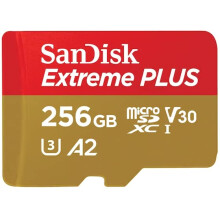 SanDisk Extreme Plus microSDXC UHS-I Card with Adapter  256GB  SDSQXBD