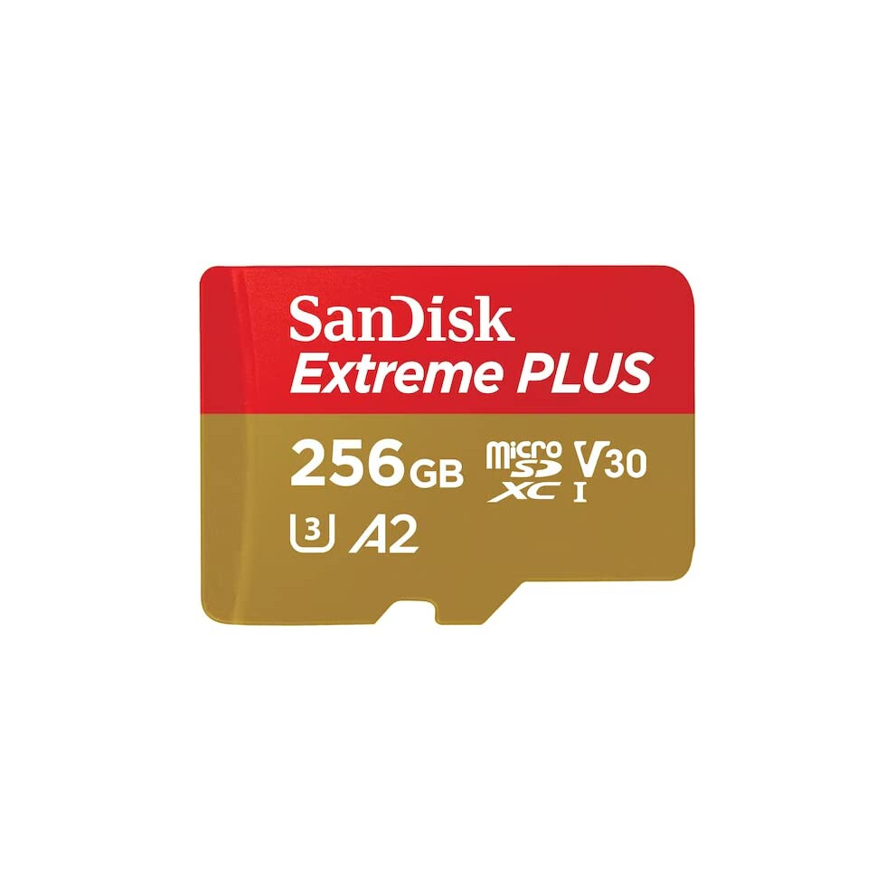 SanDisk Extreme Plus microSDXC UHS-I Card with Adapter  256GB  SDSQXBD