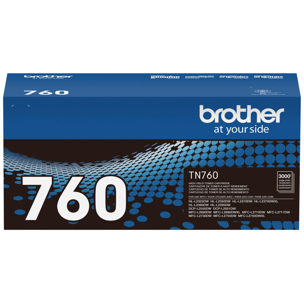 Brother Genuine TN760 High Yield Black Toner Cartridge  (for use with