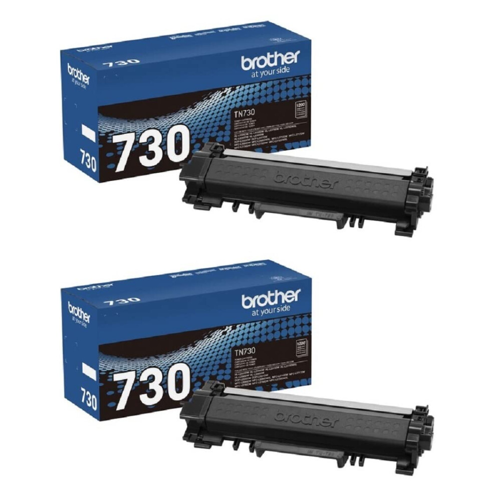 Brother Genuine TN730 2-Pack Standard Yield Black Toner Cartridge with