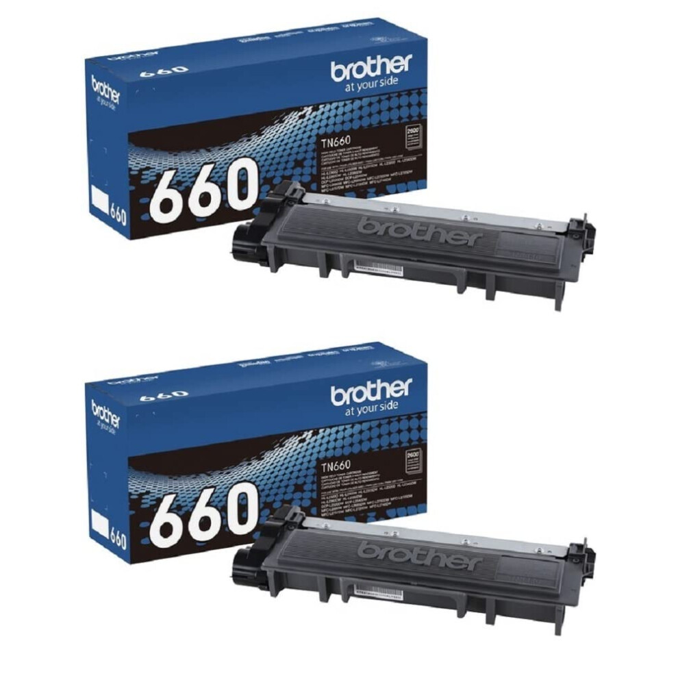 Brother Genuine TN660 2-Pack High Yield Black Toner Cartridge with app