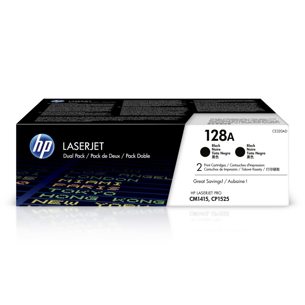 HP Original 128A Black Toner Cartridges (2-pack) | Works with LaserJet