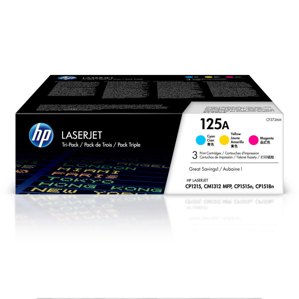 HP 125A Cyan  Magenta  Yellow Toner Cartridges (3-pack) | Works with H