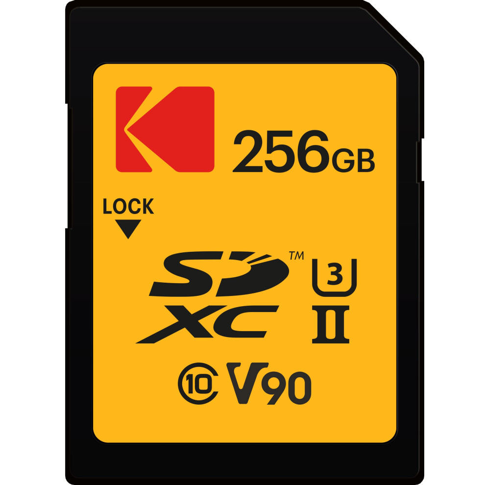 Kodak SDXC 256GB UHS-II U3 V90 Ultra Pro Memory Card - Up to 300MB/s R