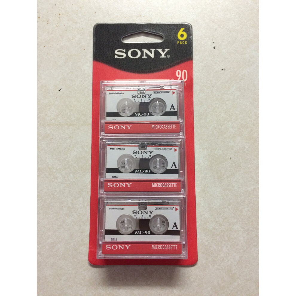 SONY mc90 Microcassette Audio Tapes 6 pack