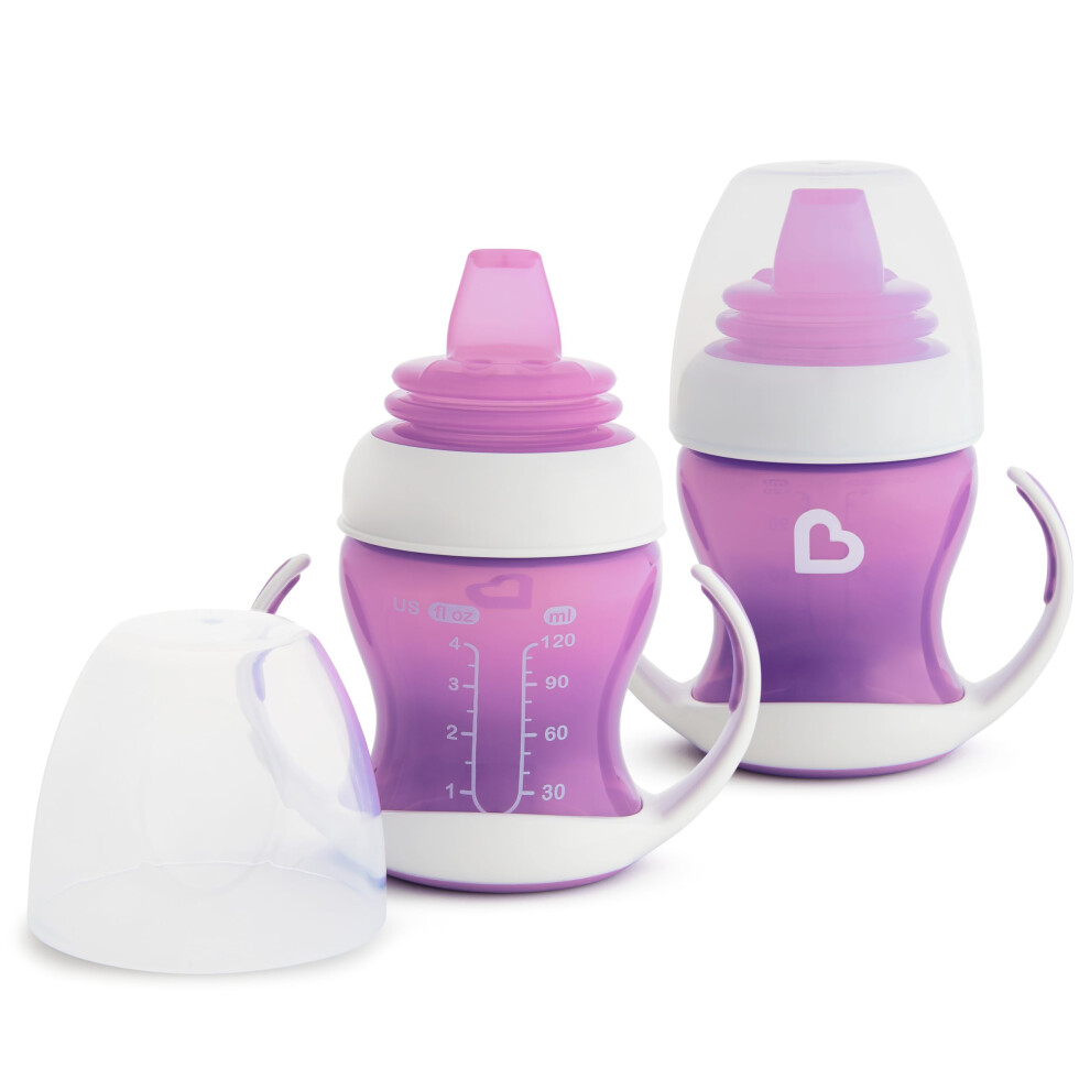 Munchkin Gentle Transition Sippy Trainer Cup  4 Ounce  2 Pack  Purple