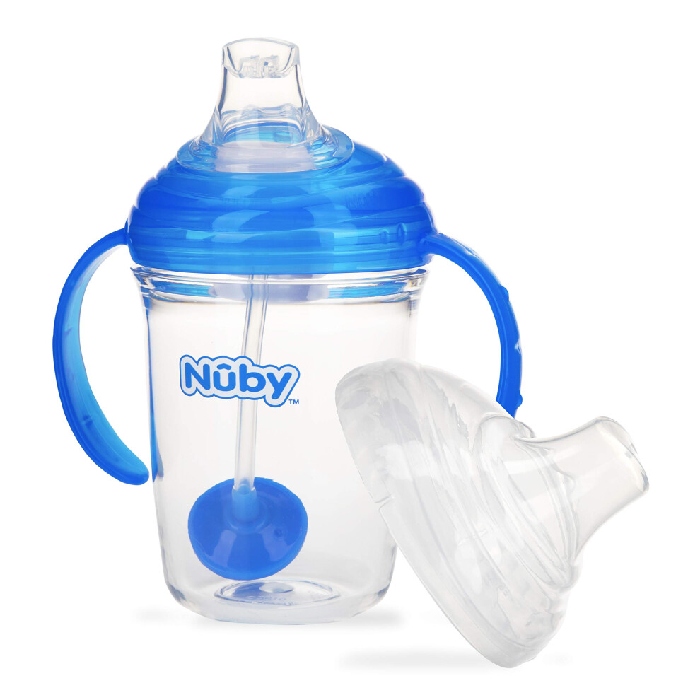 Nuby 360 Grip N' Sip 8oz Tritan Cup  Weighted Straw with Hygienic Cove