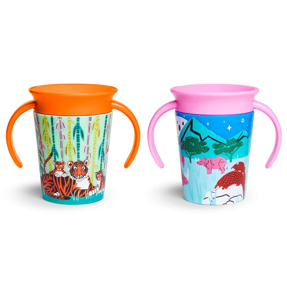 Munchkin Miracle 360 Wildlove Trainer Cup  6 Oz  2 Pack  Tiger/Rhino