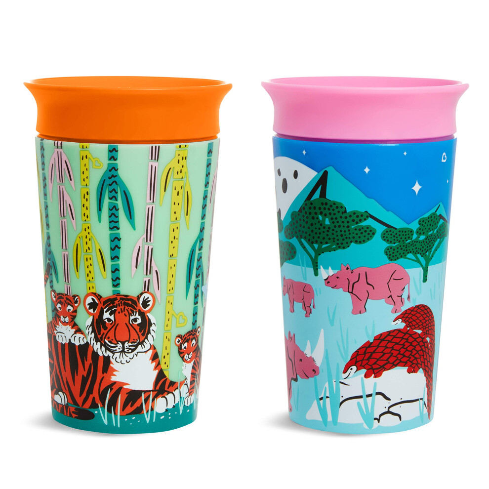 Munchkin Miracle 360 Wildlove Sippy Cup  9 Oz  2 Pack  Tiger/Rhino