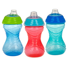 Nuby Clik-It Sippy Cup No-Spill Soft Spout Facile Grip per Bambini - 3 Pezzi (10 Oz)