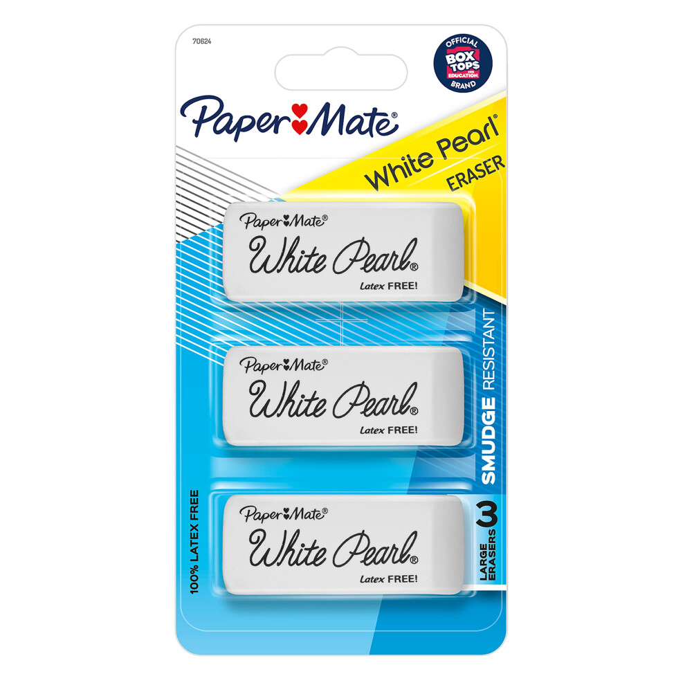 Paper Mate 70624 White Pearl Erasers  Large  3 Count