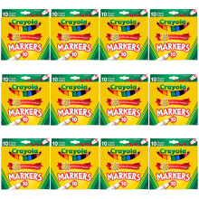 Crayola Brede Lijn Markers Bulk, 12 Marker Packs met 10 Kleuren
