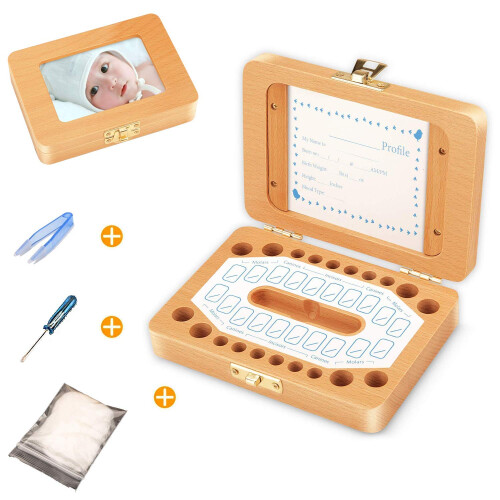 Esweny Baby Tooth Box Solid Wood Teeth Boxes Teeth Storage Box Baby Sa