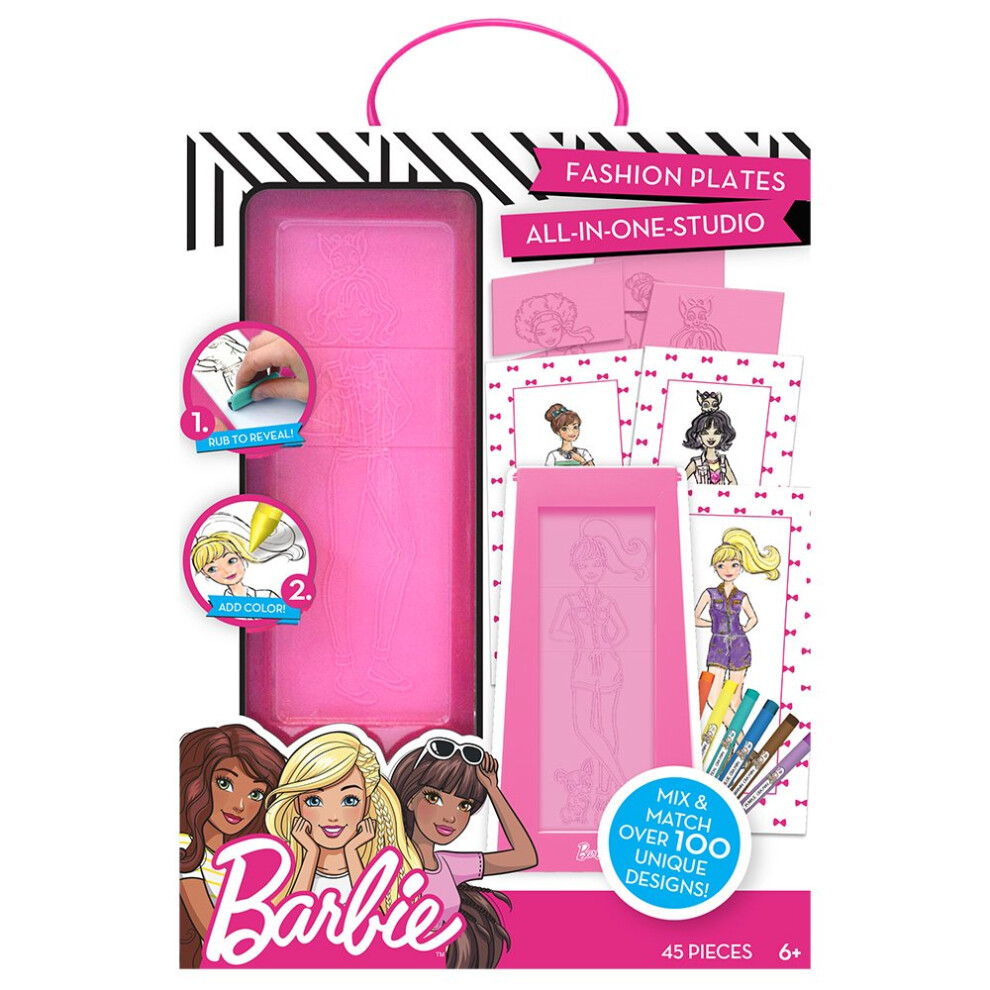 Barbie Fashion Plates All in One Studio Sketch Design Activity Set - F