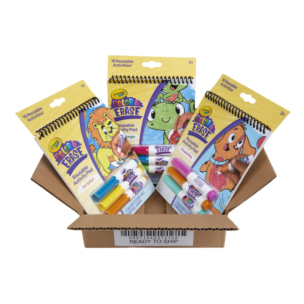 Crayola Color & Erase Coloring Book Set - Safari  Jungle  Pets (3 Pack